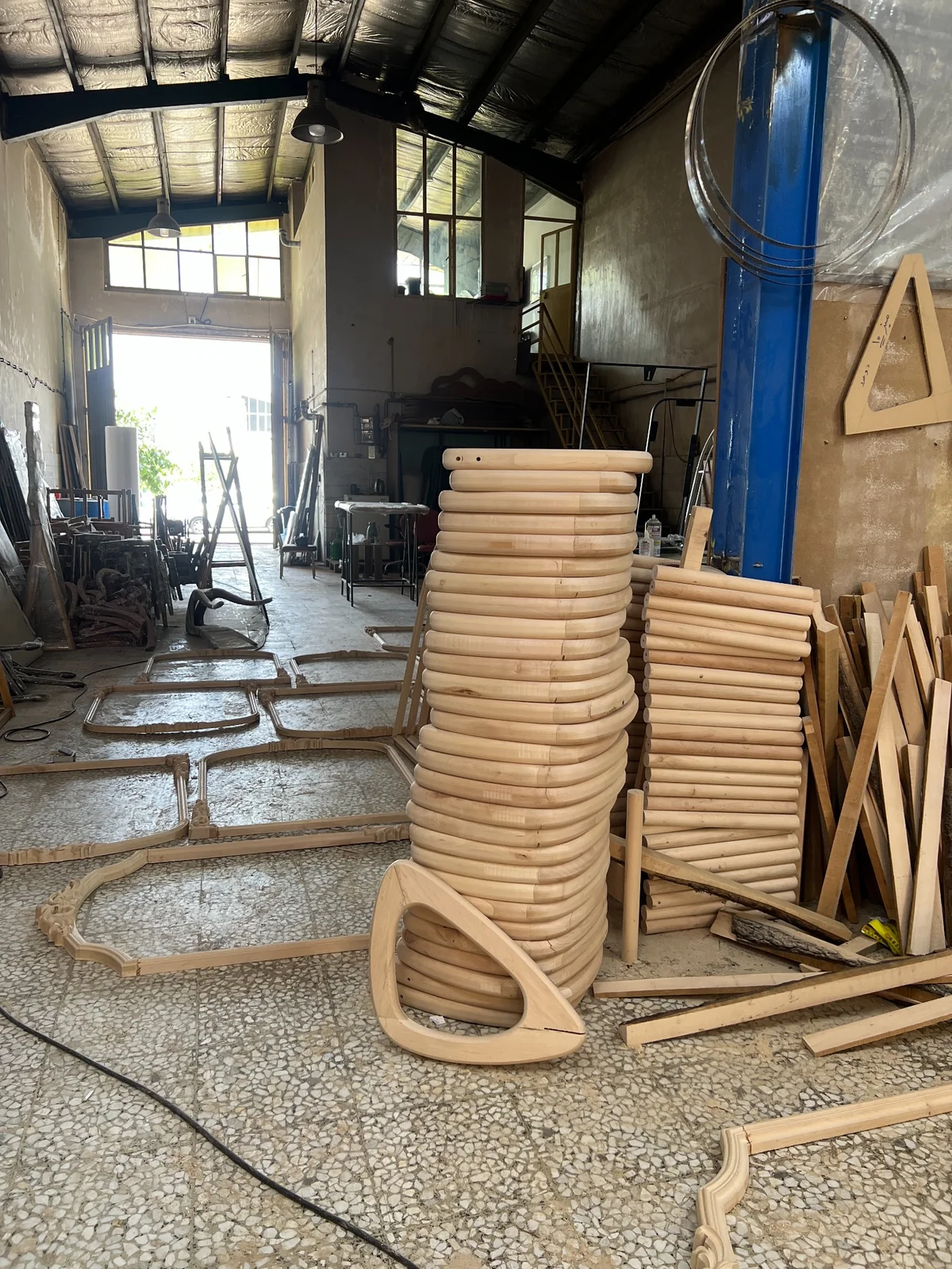 Frames being assembled in batches