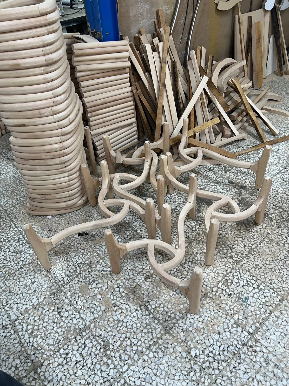 Wooden components ready for assembly