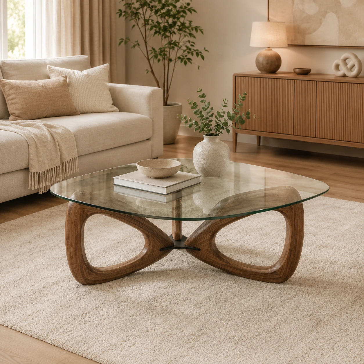 Wood and glass tables collection