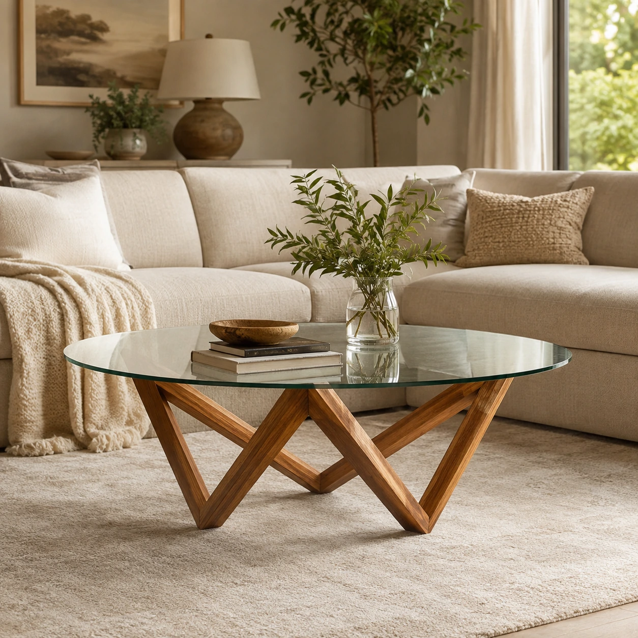 Zhilvan wood and glass table